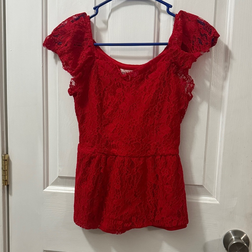 Monteau Red Lace Blouse